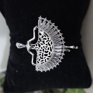Silver Rhodium Ballerina Brooch Pin